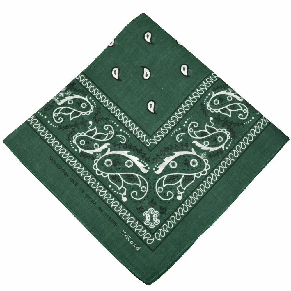 10 x Bottle Green Paisley Bandanas Head Wrap 100% Cotton Neck Scarf Mask Bandana