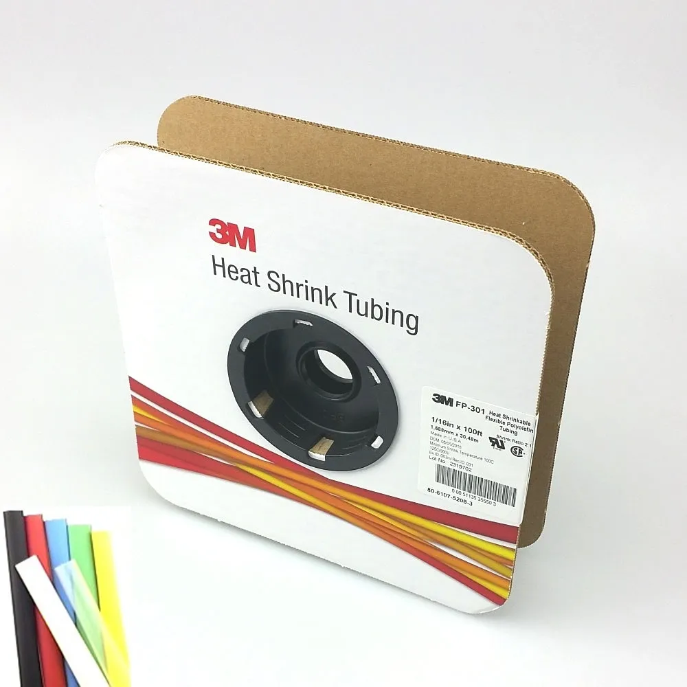 100 Foot Roll of 1/16" Black 2:1 Heat Shrink ~ 3M FP301