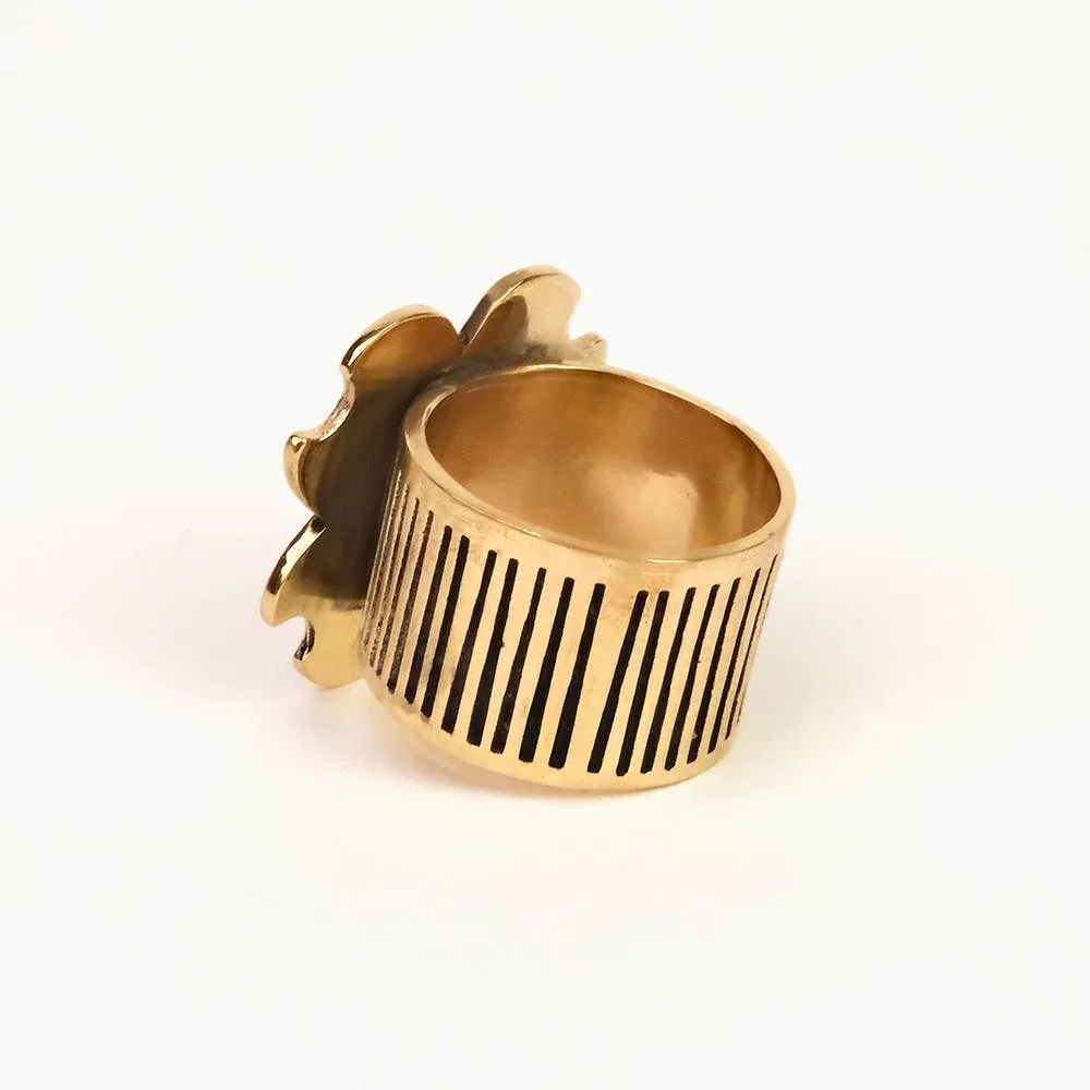 Amy Flower Brass Bandana Slide Ring by Handker