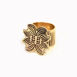 Amy Flower Brass Bandana Slide Ring by Handker