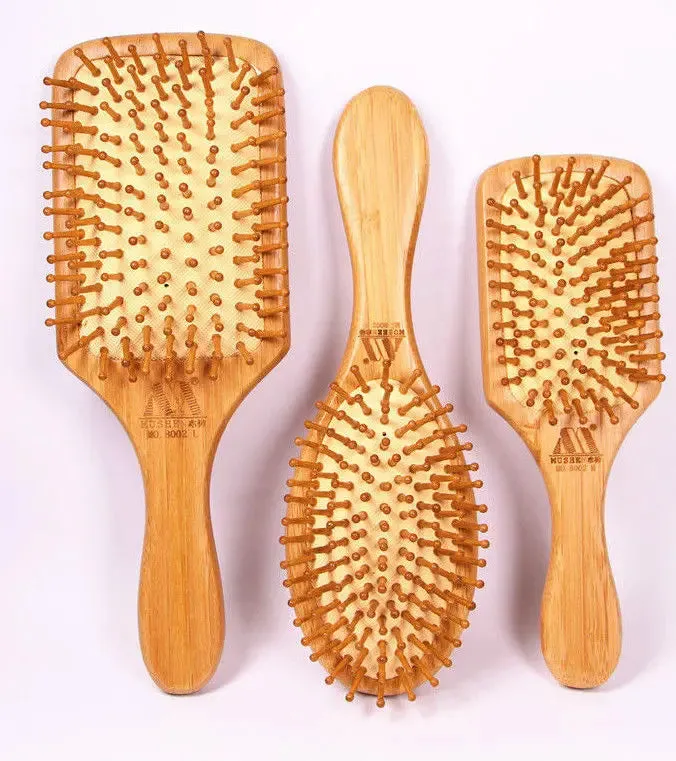 Bamboo Hair Brush Hairbrush Pneumatic Massage Comb Spherical Wooden Pins Healthy BMT03