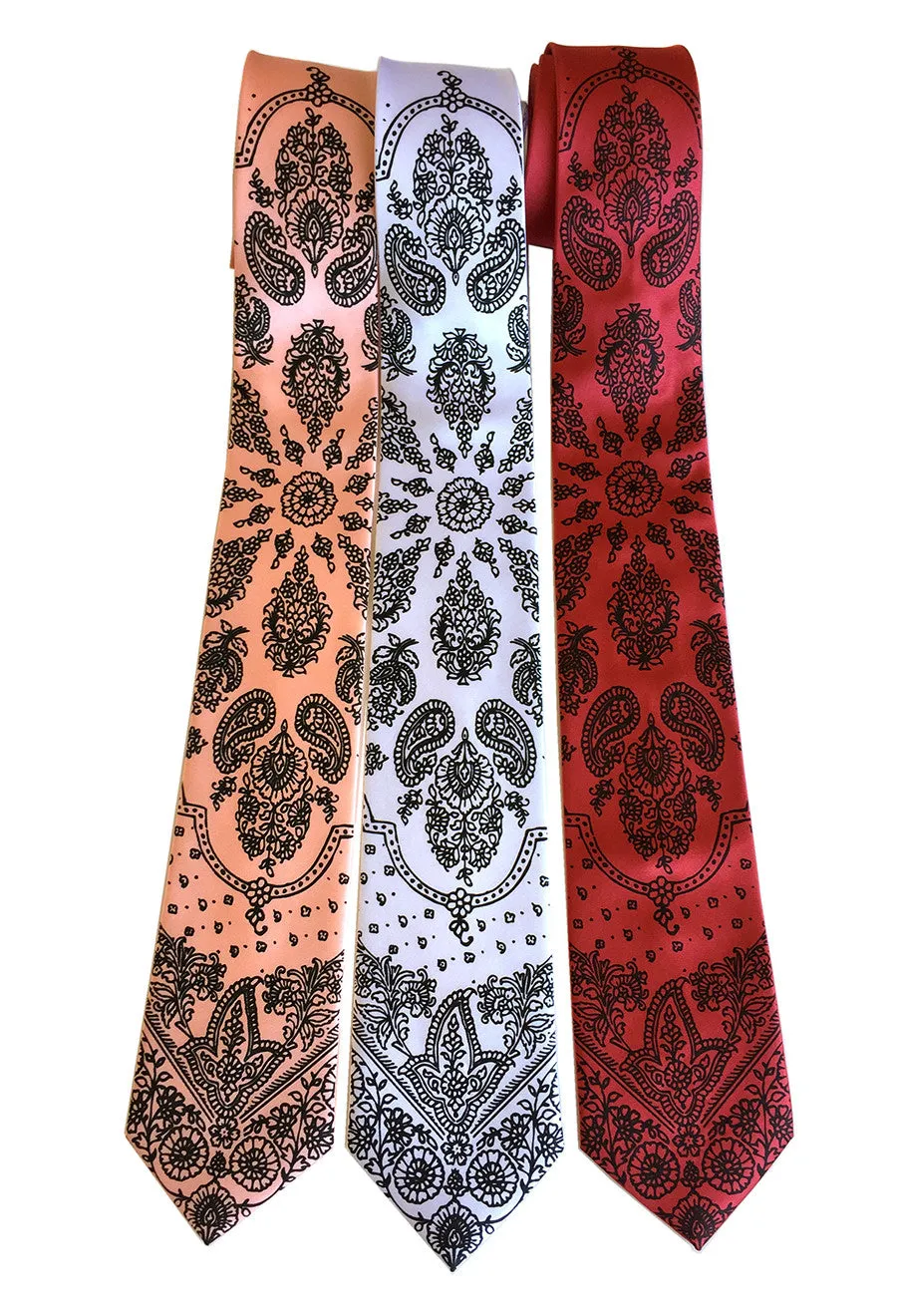 Bandana Print Necktie. Paisley cowboy tie.