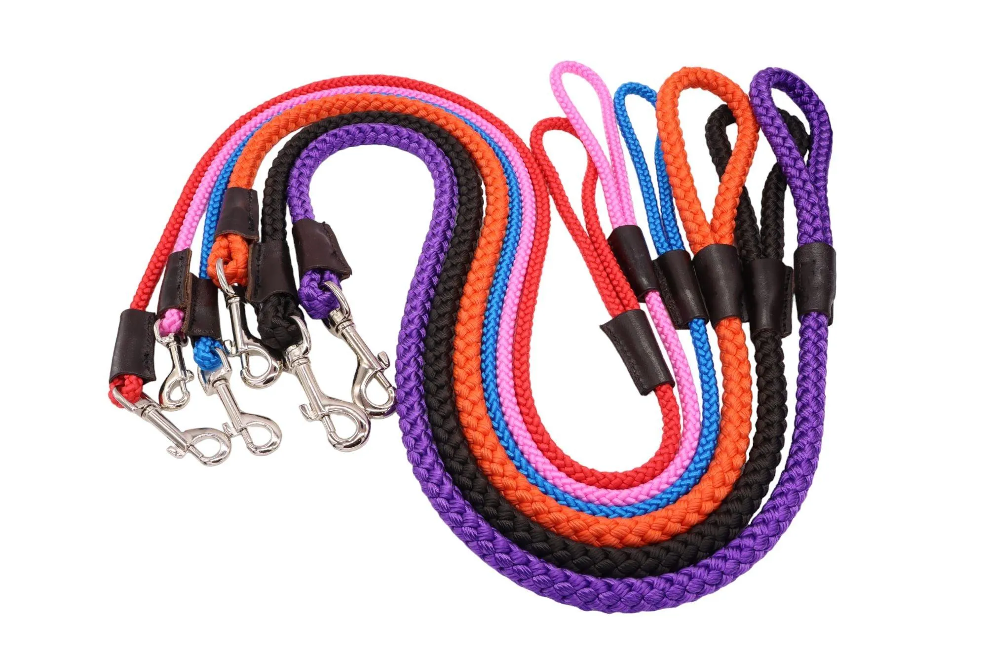 Braided Rope Dog Lead - Vibrant 1m Length, 8mm or 12mm Thickness - Handmade in the UK