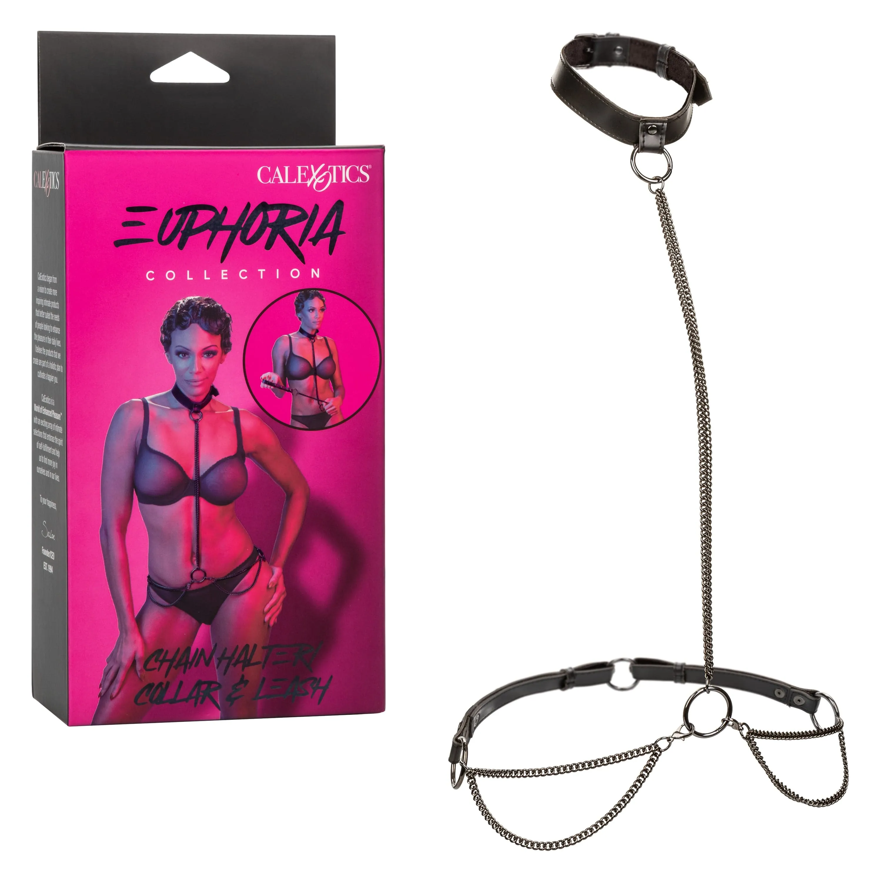 California Exotics - Euphoria Collection Chain Halter Collar and Leash (Black)