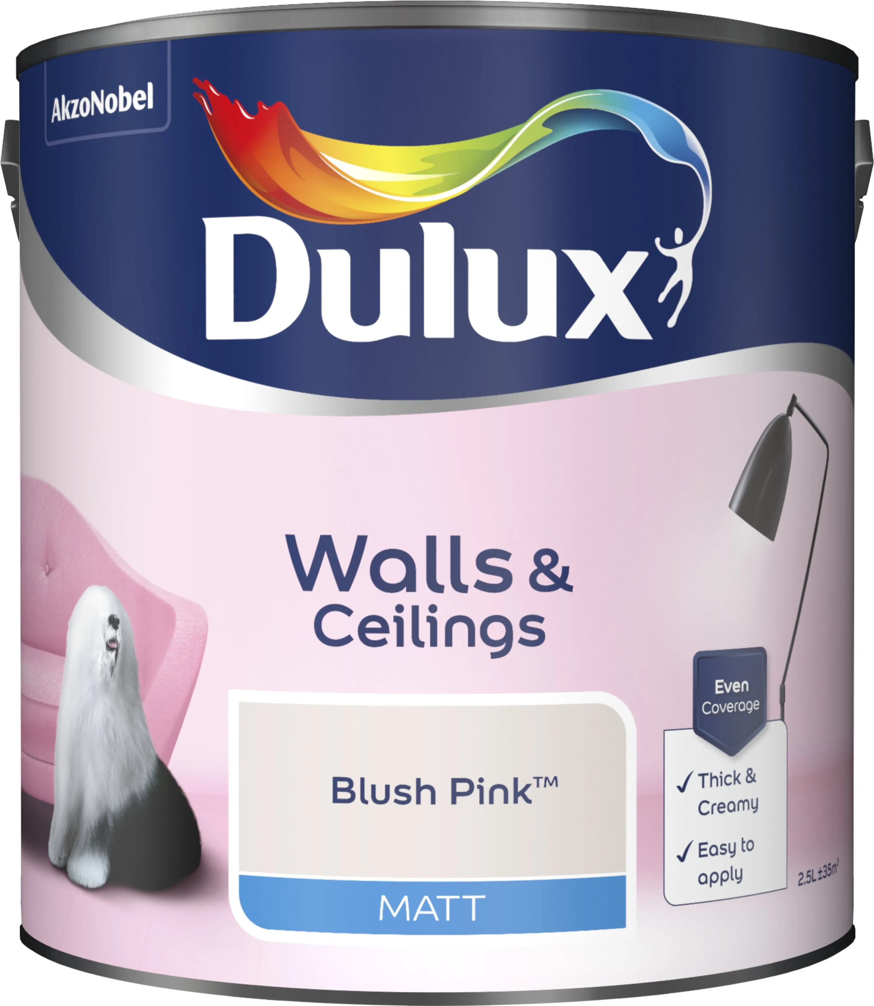 Dulux Matt Emulsion Paint For Walls And Ceilings - Blush Pink 2.5L