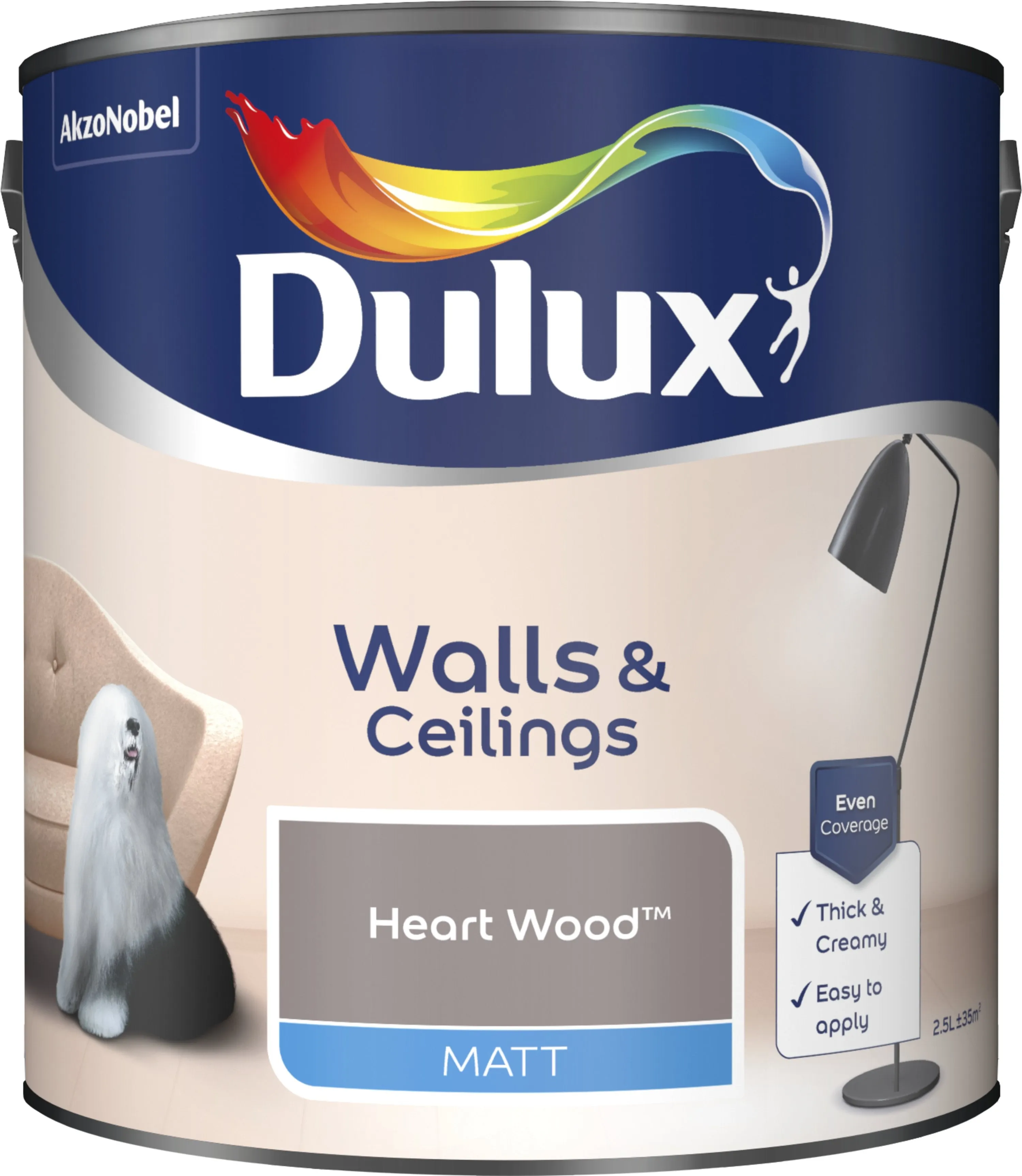 Dulux Matt Emulsion Paint For Walls And Ceilings - Heart Wood 2.5L