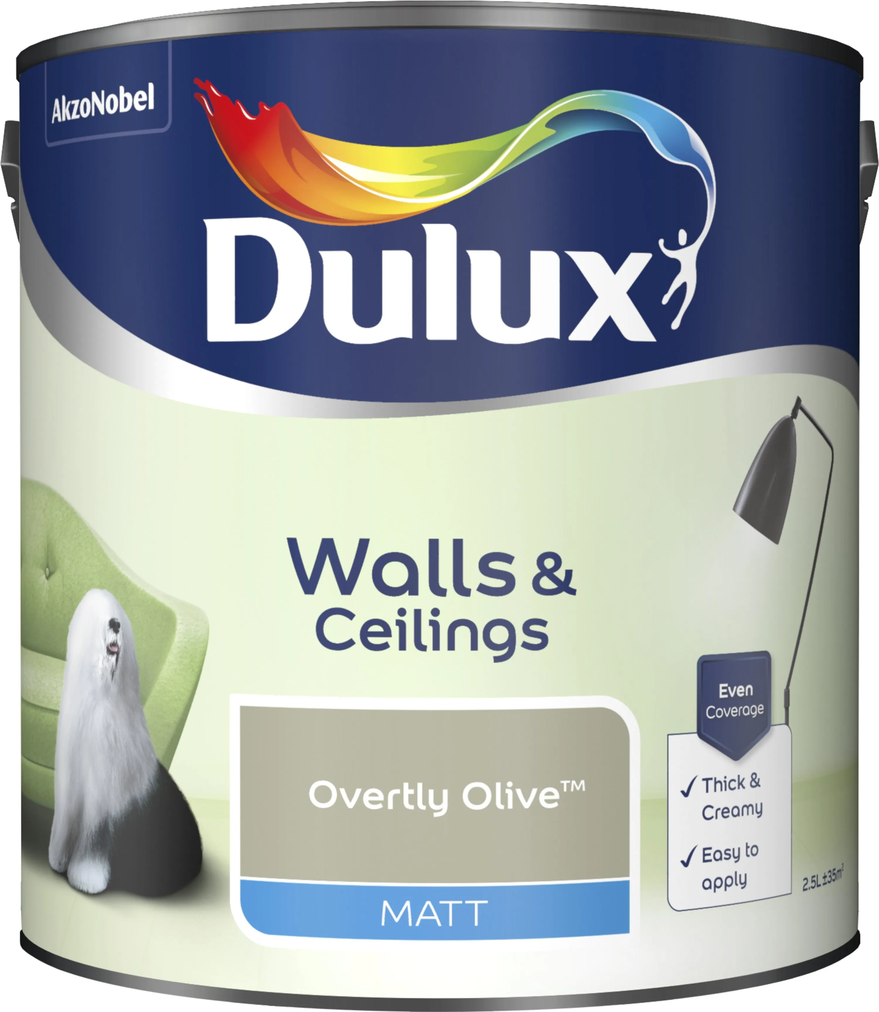 Dulux Matt Emulsion Paint For Walls And Ceilings - Overtly Olive 2.5L