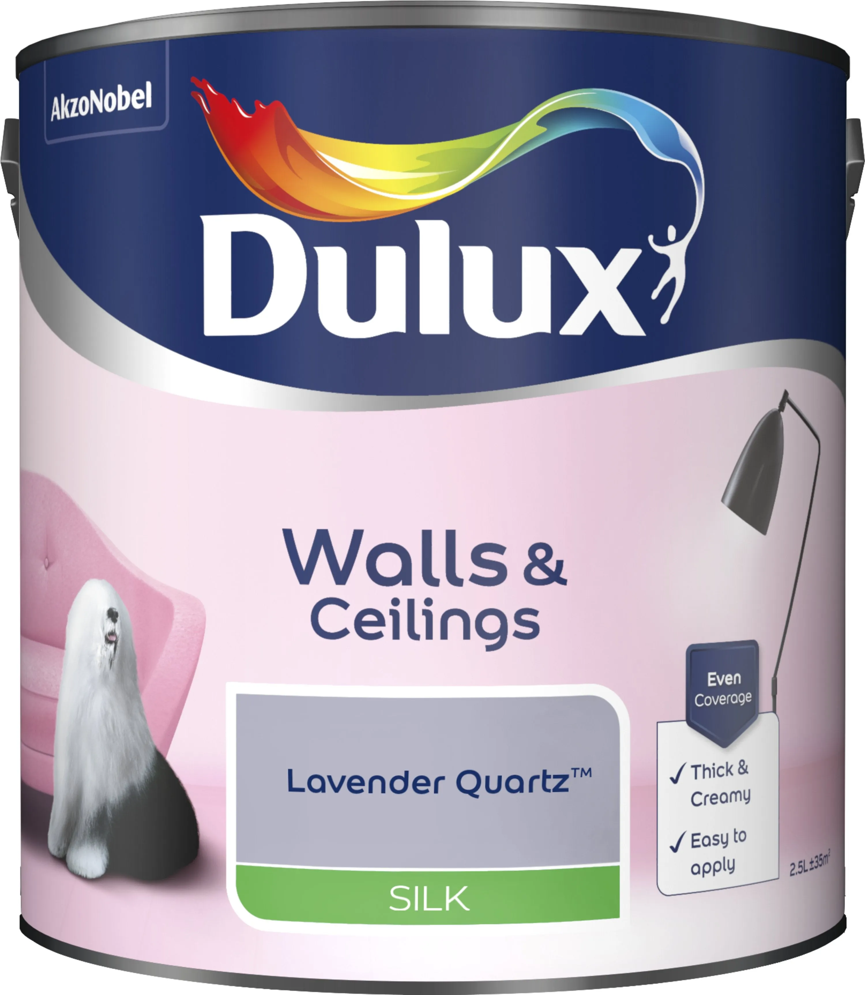 Dulux Silk Emulsion Paint For Walls And Ceilings - Lavender Quartz 2.5L