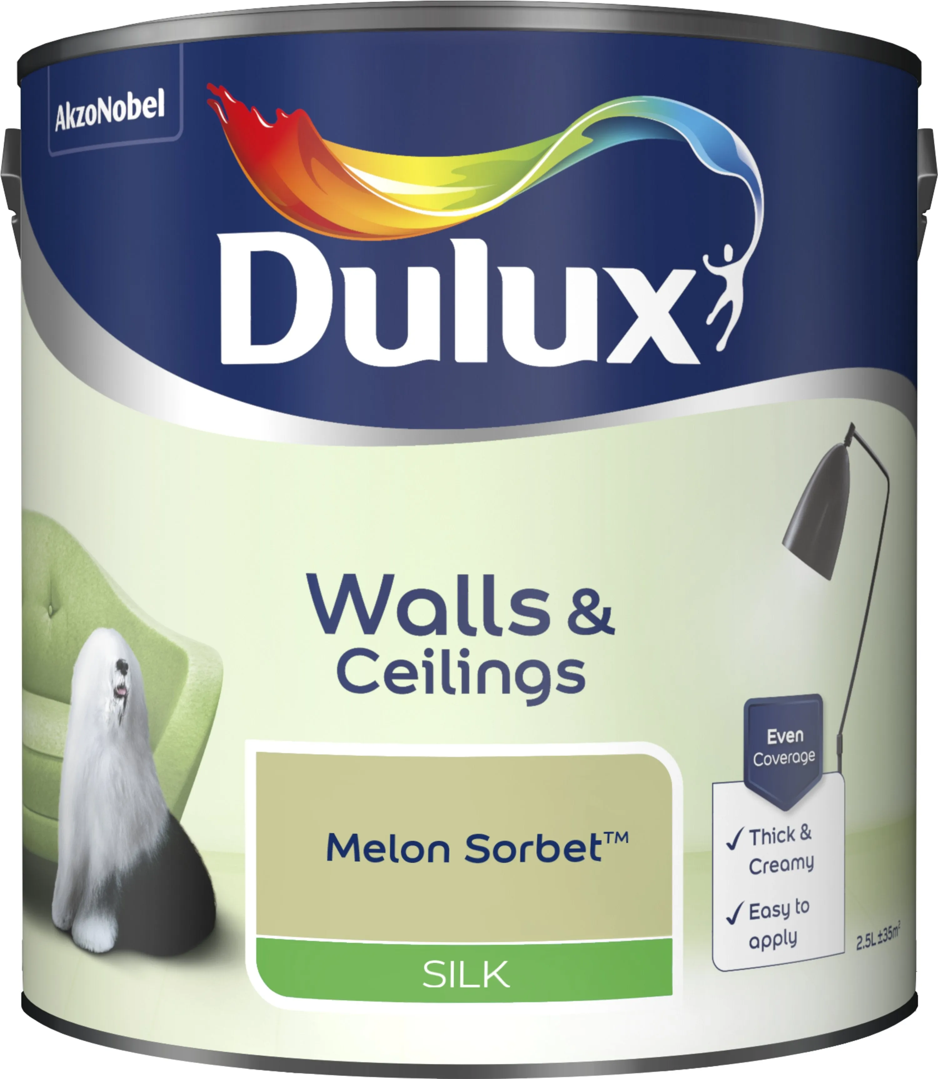 Dulux Silk Emulsion Paint For Walls And Ceilings - Melon Sorbet 2.5L