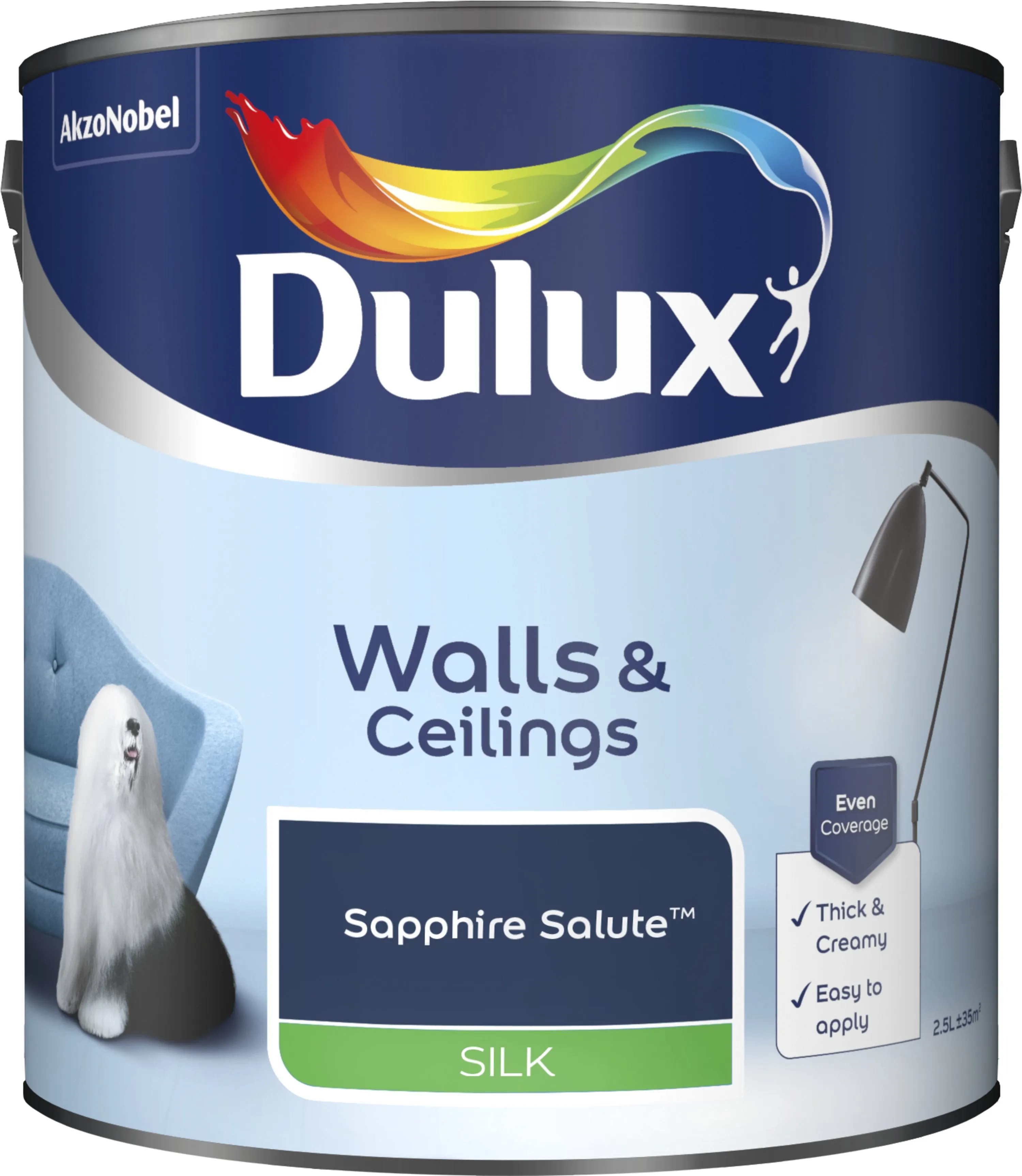 Dulux Silk Emulsion Paint For Walls And Ceilings - Sapphire Salute 2.5L