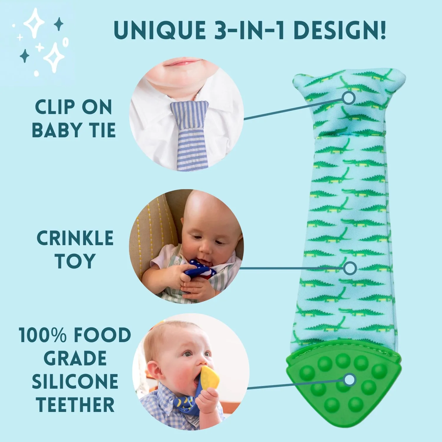 Elephant Tasty Tie Teether, Crinkle