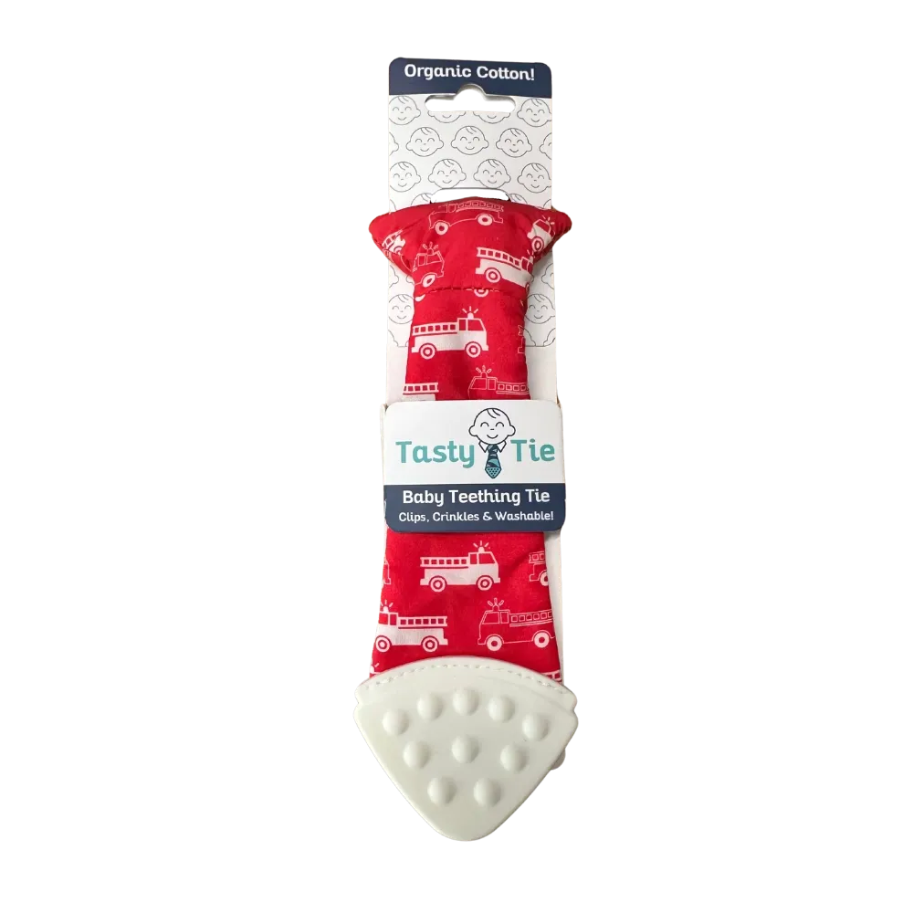 Firetruck Tasty Tie Teether, Crinkle