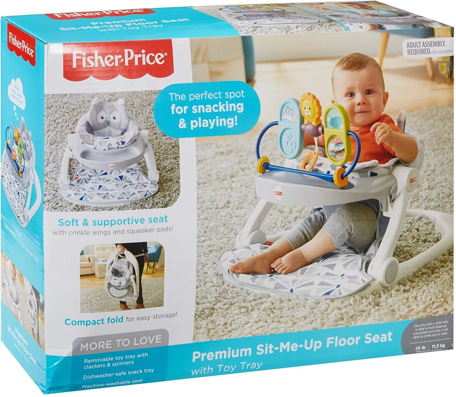 Fisher-Price Premium Sit Me Up Floor Seat with Toy Tray Owl