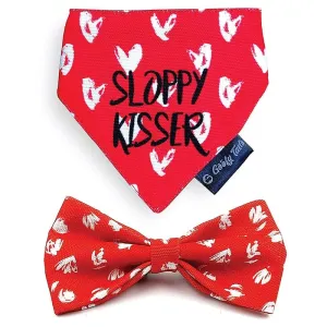 Goofy Tails X Design Chefz Sloppy Kisser Bow   Bandana Combo for Dogs & Cats (Multicolor)