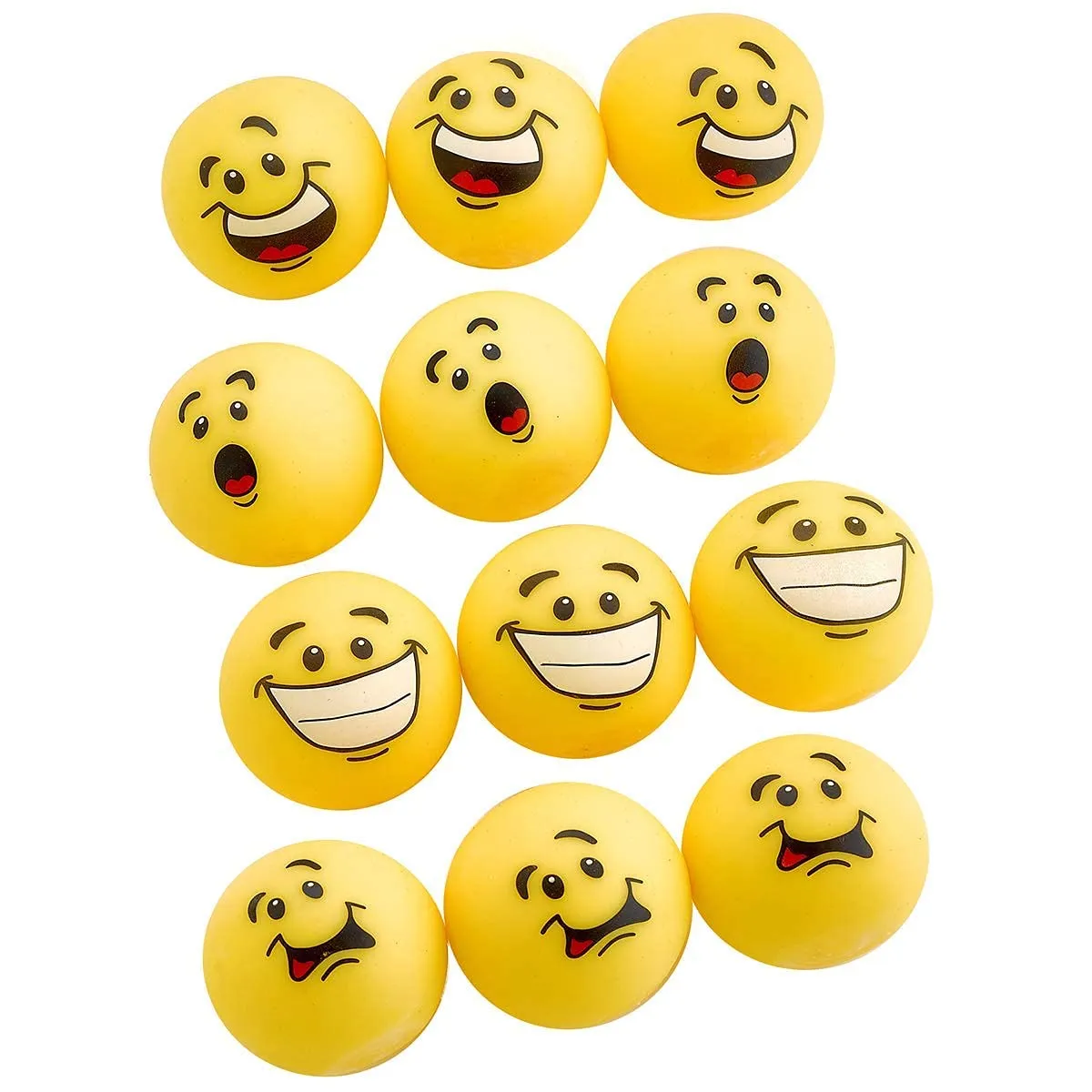 Kicko Emoji Pull and Stretch Stress Balls - Pack of 12-2 Inch Assorted Funny Face Squeeze