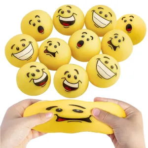 Kicko Emoji Pull and Stretch Stress Balls - Pack of 12-2 Inch Assorted Funny Face Squeeze