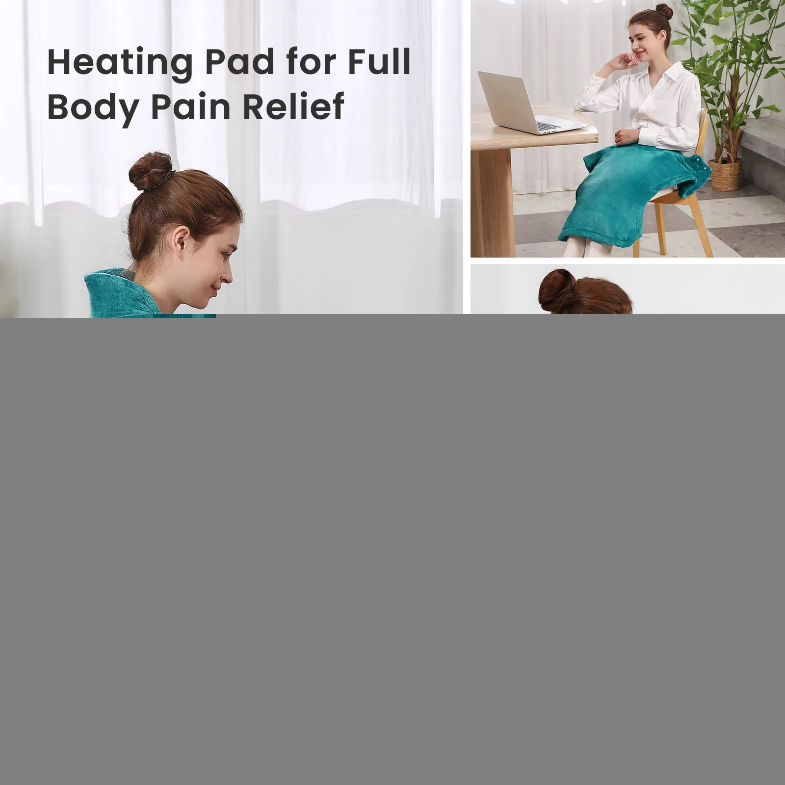 Large 24x33inch Heating Pad for Shoulder and Neck , with 5 Heat Settings and 2 Hour Auto shut off, Lake Green