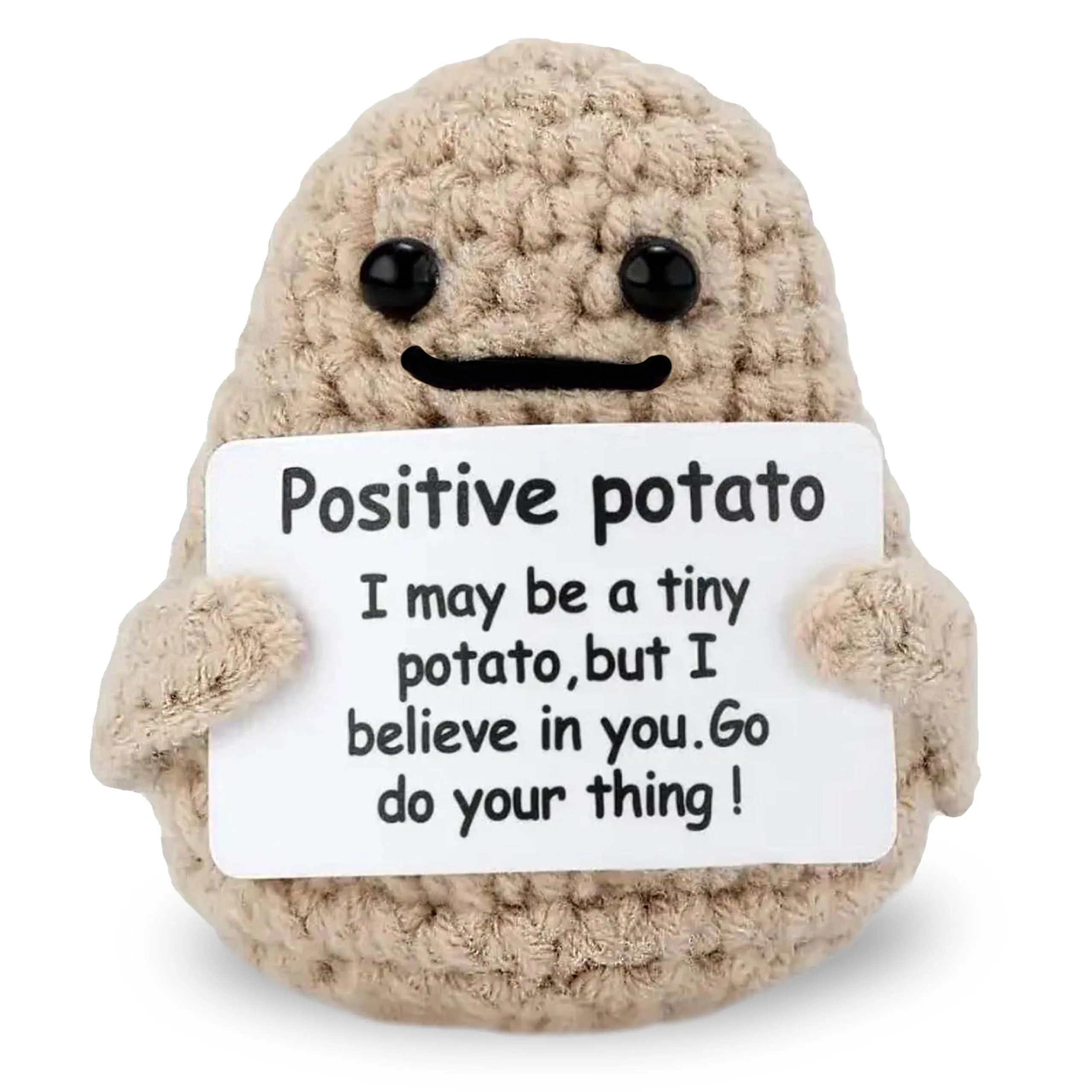 Mini Funny Positive Potato Adorable 3 Inch Knitted Toy with Uplifting Card