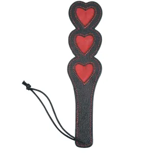 Paddle - Imprint: Leather with Three Red Leather Hearts