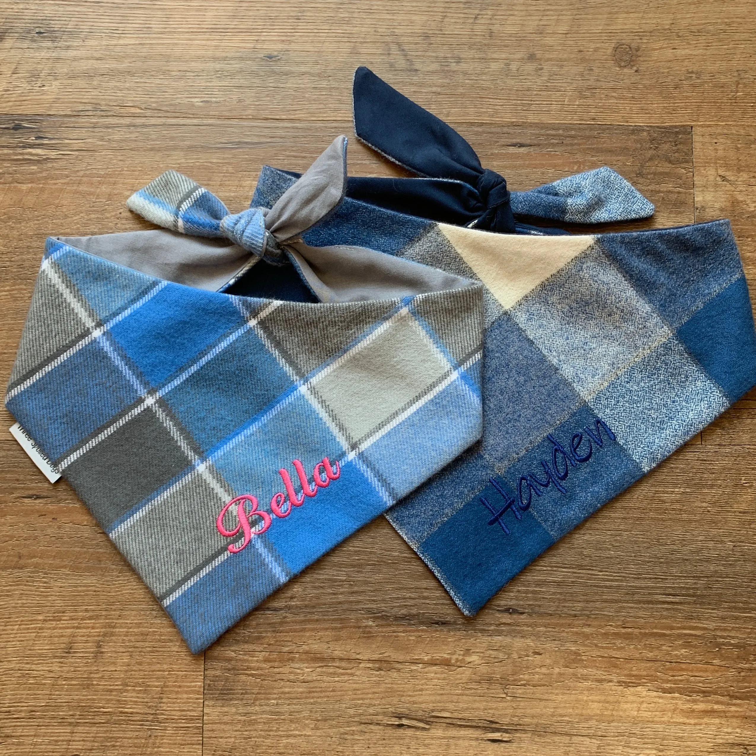 Personalized Flannel Dog Bandanas