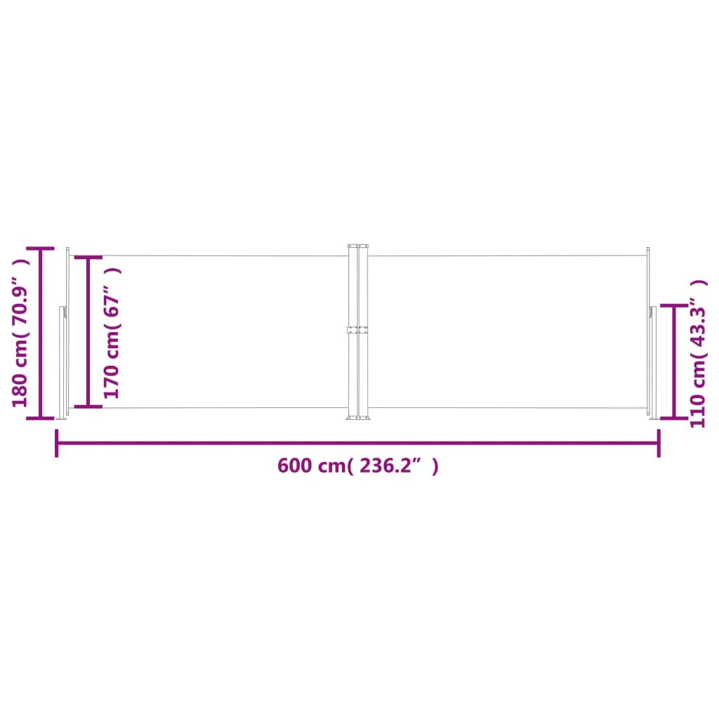 Retractable Side Awning Blue 180x600 cm