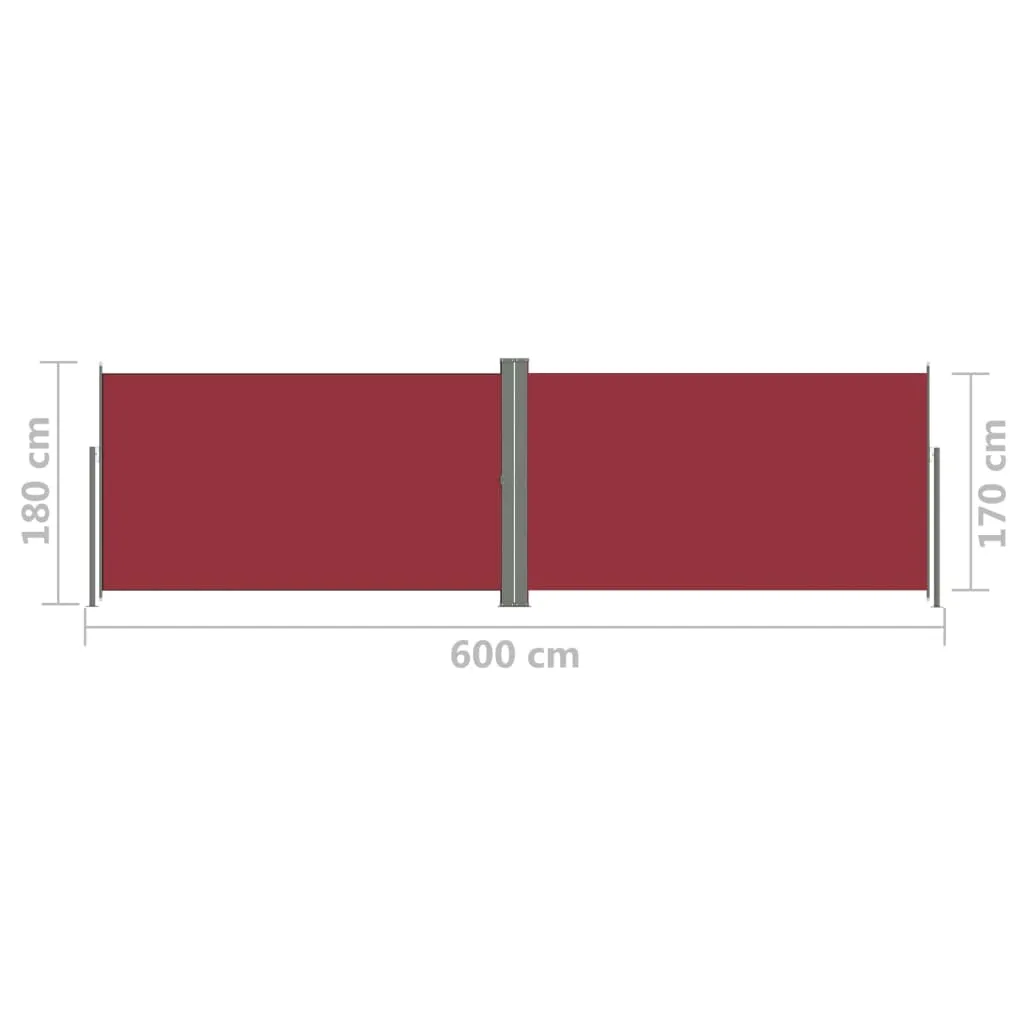 Retractable Side Awning Red 180x600 cm