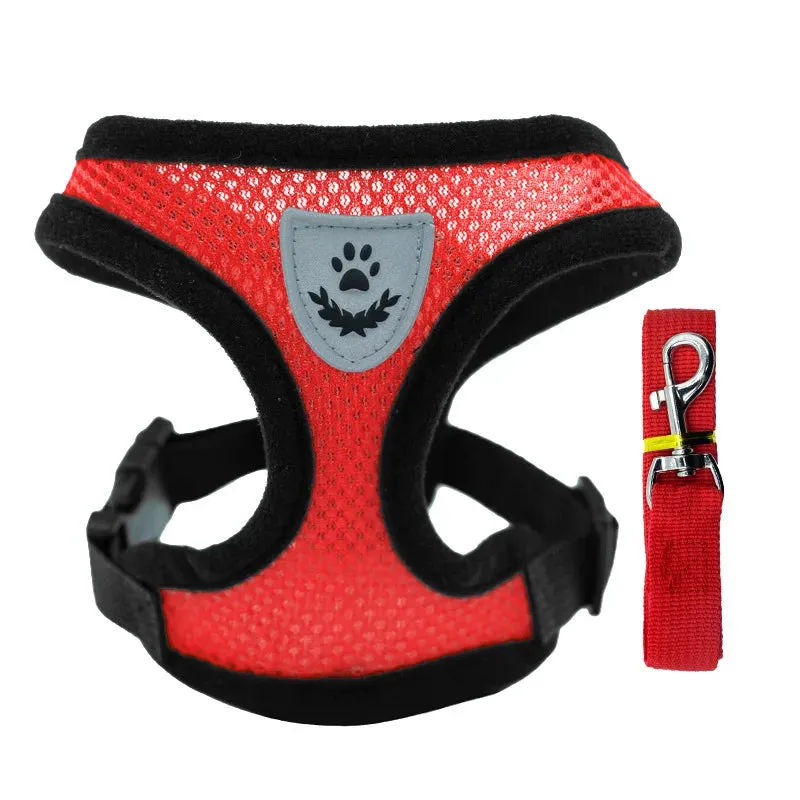 Small Dog Breathable Mesh Harness and Leash Set - Lightweight Harness for Puppies, Kittens, French Bulldogs, Chihuahuas, and Pugs