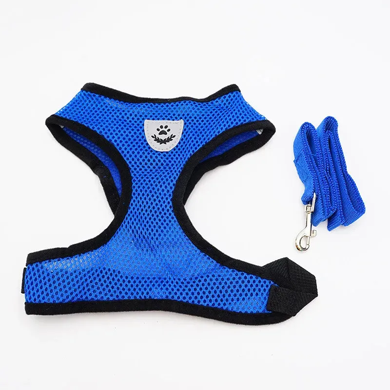 Small Dog Breathable Mesh Harness and Leash Set - Lightweight Harness for Puppies, Kittens, French Bulldogs, Chihuahuas, and Pugs