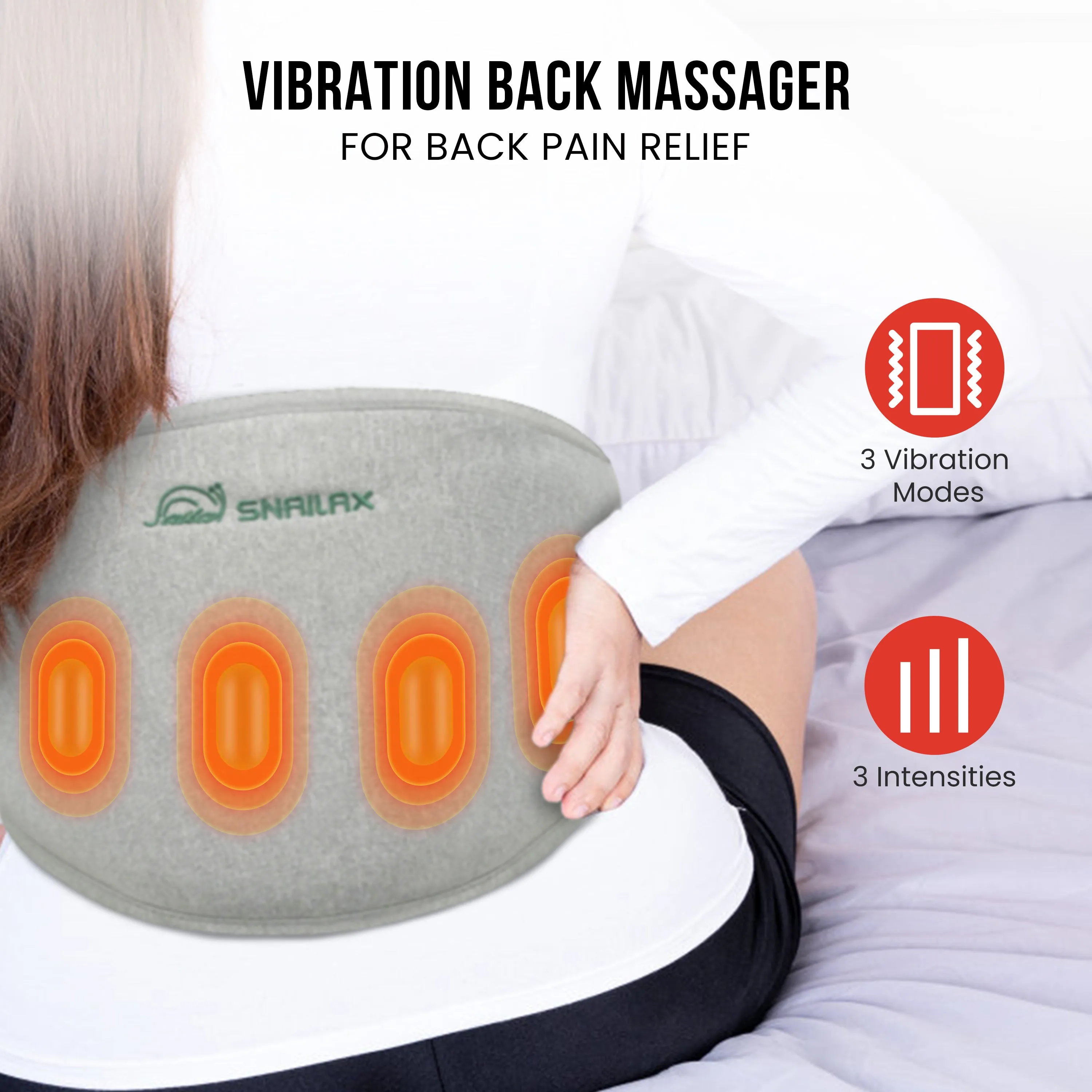 Snailax Vibration Massage Belt for Back Pain Relief with Heat(Gray)--SL-606G