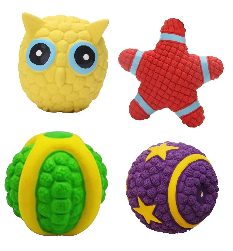 Squeaky Latex Cotton Blend Toys Combo