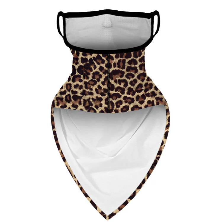 Unisex Face Scarf Bandana with Ear Loops Leopard Print